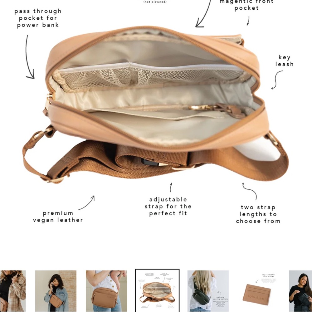 Ayla & Co Tan Vegan Leather Crossbody/ Fanny Pack - Picture 11 of 13